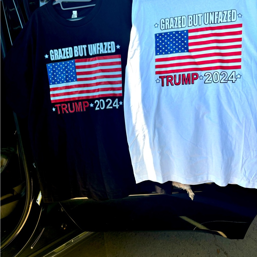 Trump 2024 GRAZED BUT UNFAZED short sleeve, Black or White.